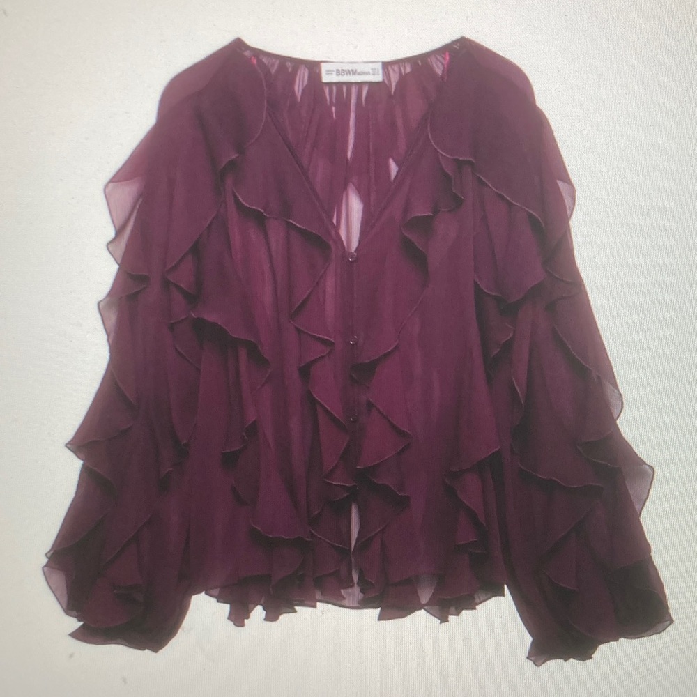 Elegant Plum Ruffle Blouse